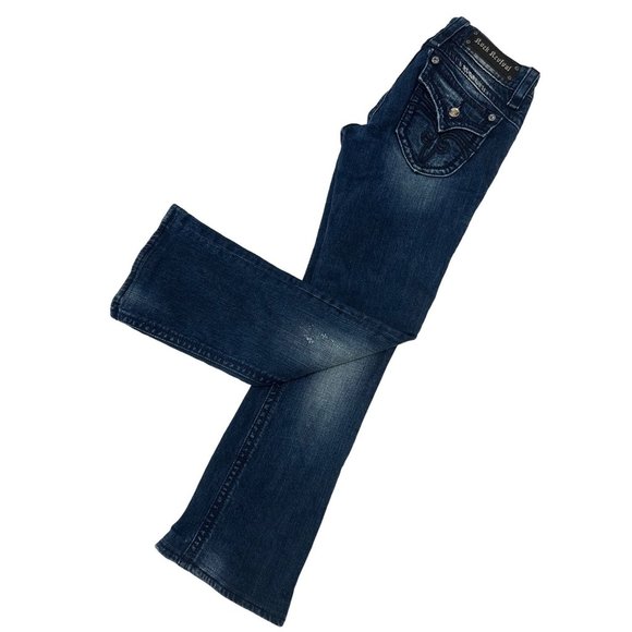 Rock Revival Bootcut Jeans Womens 29 Blue Gwen Boot Embroidered Cowgirl Western - Picture 7 of 16